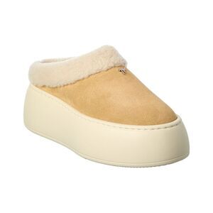 Giuseppe Zanotti Alma Suede & Shearling Sabot Platform Mule, Brown